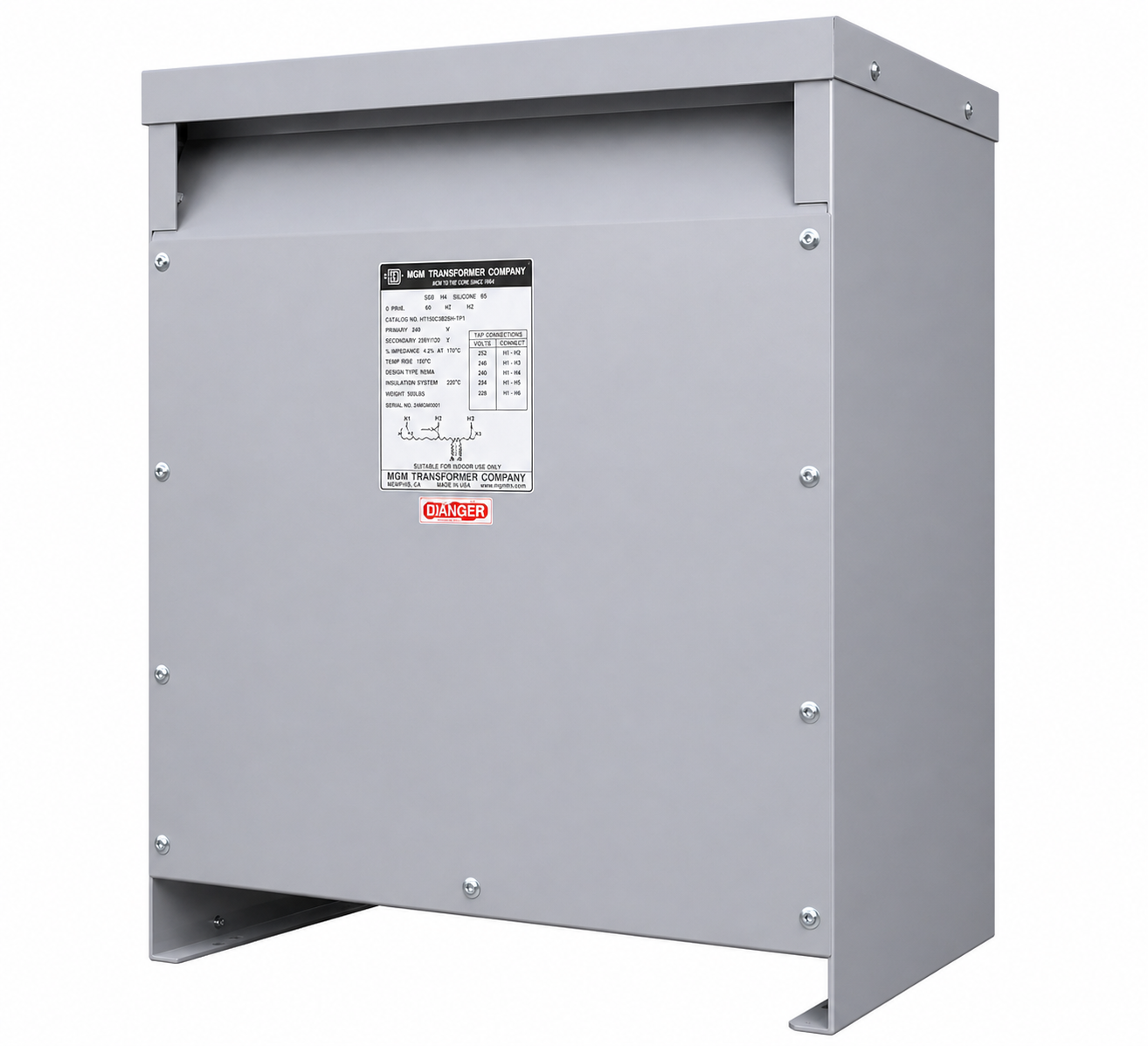 MGM 150 kVA Three Phase Dry Type Transformer: 240V - 208Y/120V (HT150C3B2SH-TP1)